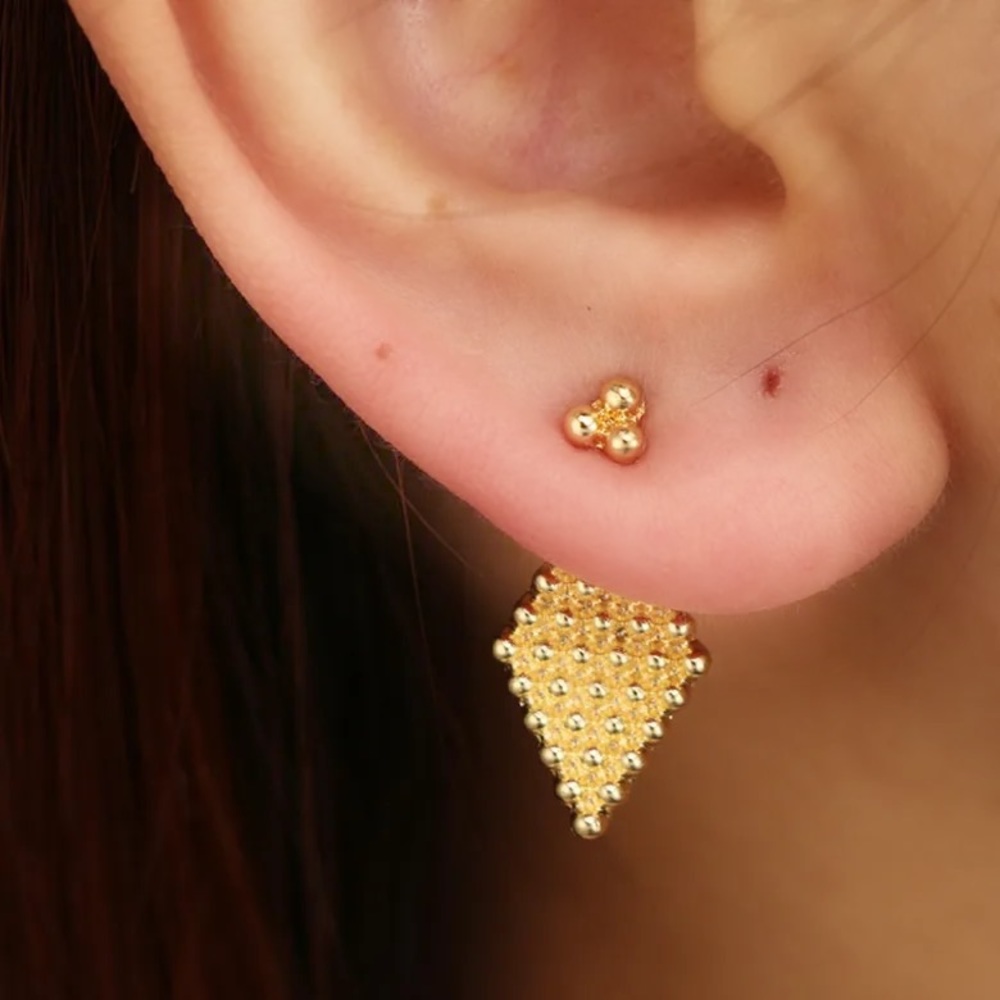 Geometric gold stud earrings